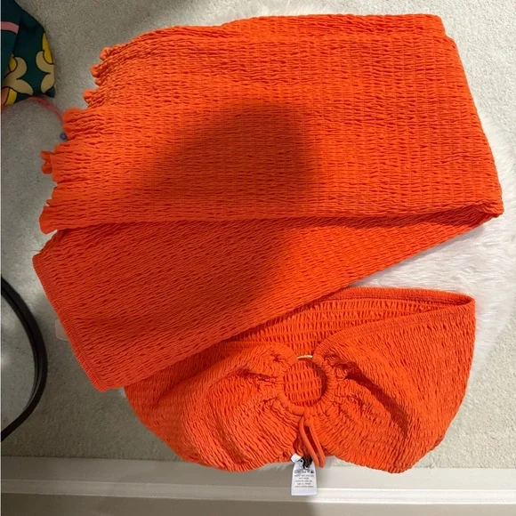 Fashion Nova Orange Smocked Two-Piece Set - Picture 2 of 3